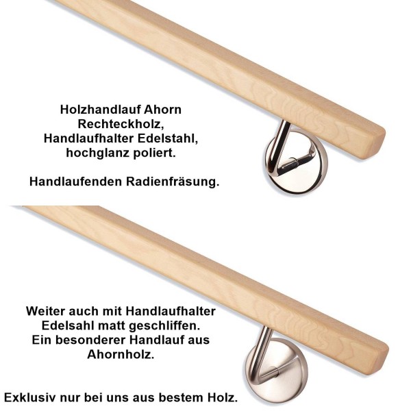 Handlauf Ahorn Rechteckholz Länge auf Maß Design Shop Baalcke de